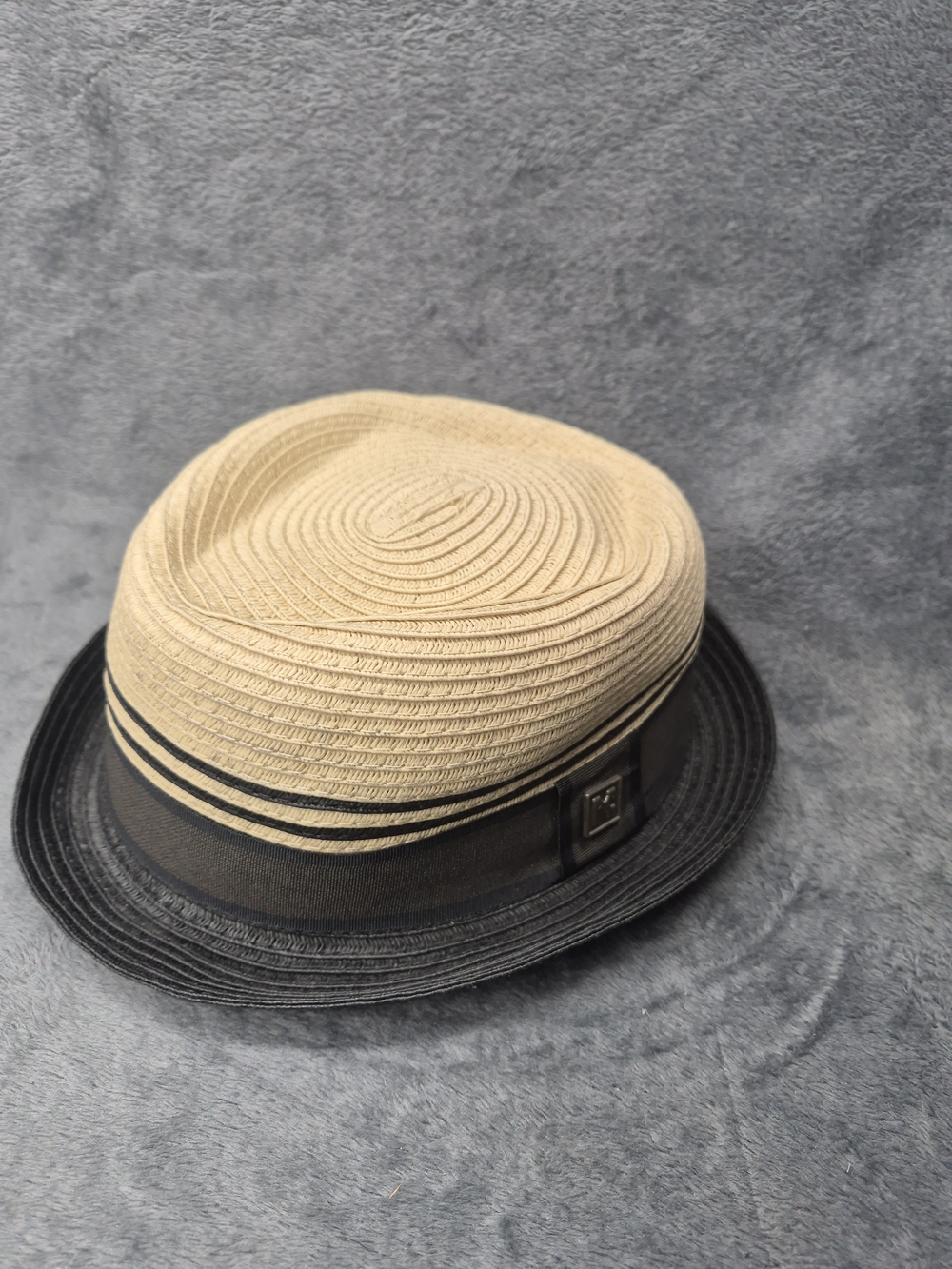 Kenny K. Upturn Diamond Crown Pork Pie Fedora Paper Straw Black Natural Medium